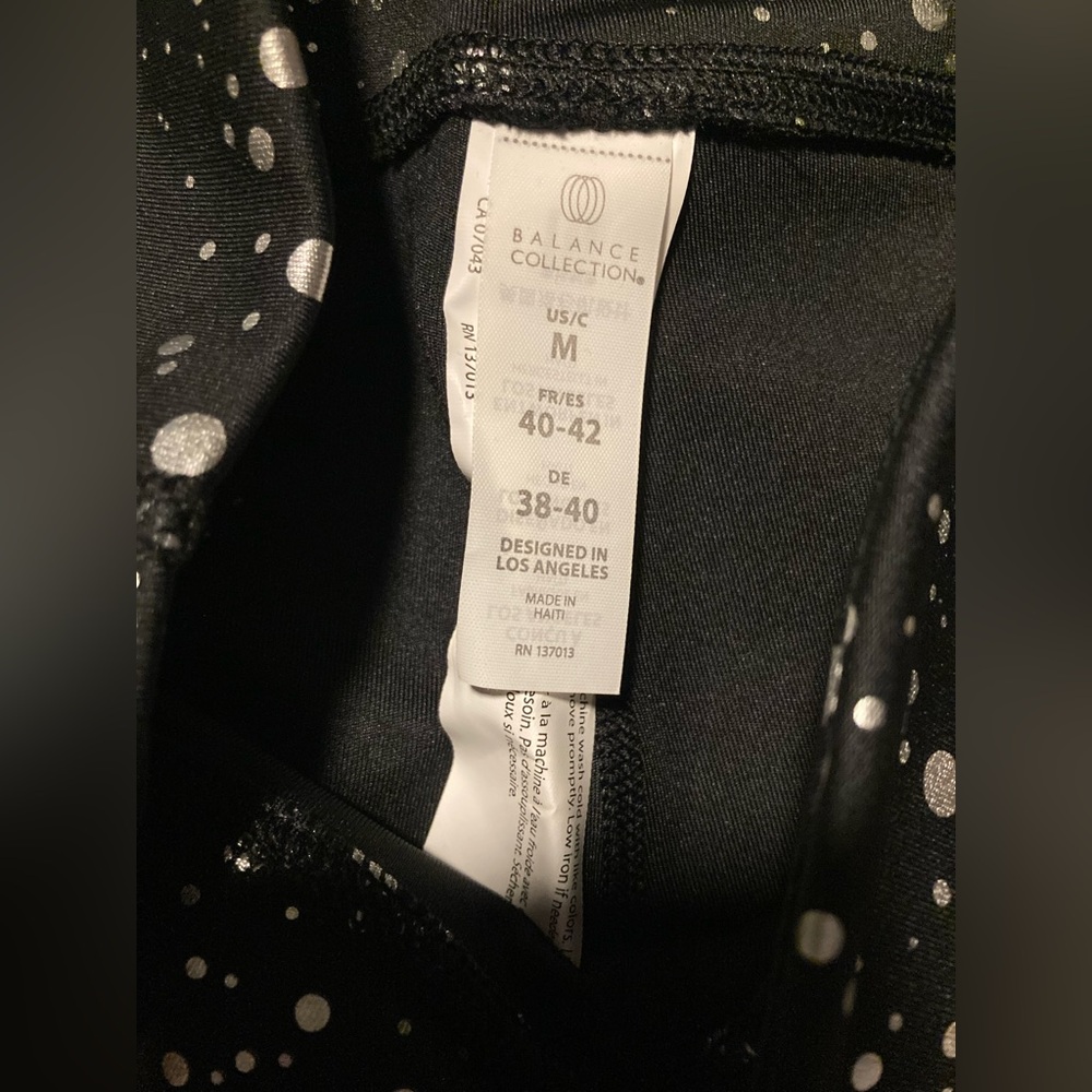 Balance Collection Black and Silver Patterned Leggings, medium, new, dry-wik - Picture 6 of 8